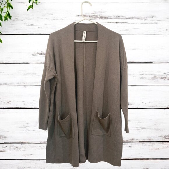 ATHLETA Spirit Wool Cashmere Wrap Longline Cardigan Sweater Taupe Size XS - Picture 1 of 9